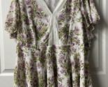 Torrid Top  Plus Size 2X Floral Short Sleeved Lace Boho Flutter Sleeve V... - £13.11 GBP