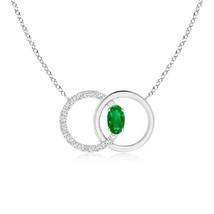 ANGARA Emerald Interlocking Circle Necklace with Diamond Accents in 14K Gold - £728.49 GBP