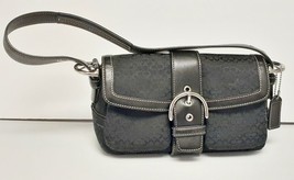 COACH Soho Signature Small C Hobo Flap Bag Handbag Purse Shoulder Black Vtg - £76.54 GBP