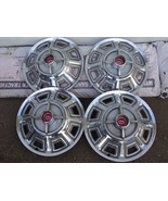 EARLY 60&#39;S UP 14&quot; FORD 4 BAR SPOKE WITH RED CENTER WHEEL COVERS - £118.43 GBP