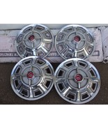 EARLY 60&#39;S UP 14&quot; FORD 4 BAR SPOKE WITH RED CENTER WHEEL COVERS - $148.50