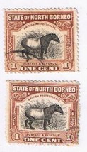 Stamps North Borneo 1918 1c Tapir Black On Brown Lot of 2 - $1.39