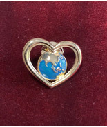 Genuine Avon Gold Tone Heart of Asia Earth/Globe Collectible Pin With box - $9.90