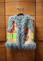 Faux Fur Fashion Graphic Vest Reversible For Girl Size 10 Amazing!!!!!!!!!!!! - £31.05 GBP