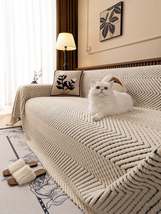 Boho Style Thick Solid Colour Plush Sofa Cover - Pet Friendly, Machine W... - $57.99+