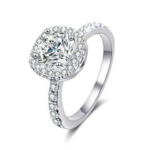 Luxury Real 0.5-3CT Green Moissanite Diamond Gemstone Wedding Halo Rings for Wom - £72.20 GBP