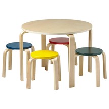 Bentwood Round Table And Stool Set, Kids Furniture, Assorted, 5-Piece - £104.78 GBP