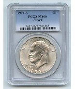 1974 S $1 Silver Ike Eisenhower Dollar PCGS MS66  20180172 - £29.88 GBP