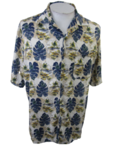 Towncraft Men Hawaiian ALOHA shirt pit to pit 25 L rayon camp luau floral vtg - £21.29 GBP
