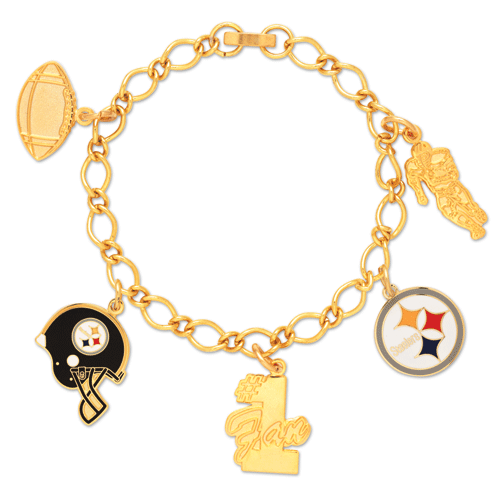 PITTSBURGH STEELERS 5 PIECE CHARM BRACELET NEW & OFFICIALLY LICENSED - $12.55