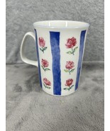 One Rose Of England Striped Roses Fine Bone China Cylinder Mug - $11.98