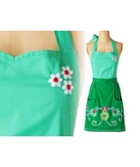 Anthropologie Julep Apron Green Petal Embroidered Hostess Wedding Mother... - £38.60 GBP