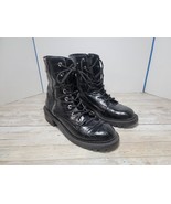 ASOS Women Size 5 Black Faux Croc Vegan Leather Combat Boots 0590006751 - $628.11 MXN