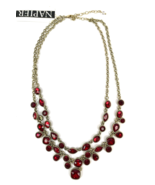 Vintage Napier Signed Necklace Ruby Red Crimson Double Strand Teardrop G... - $692.64 MXN