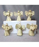 Angel Christmas Ornaments Rustic Country Style Resin &amp; Metal Wings Set 6... - $19.80