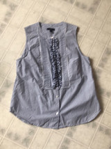 J Crew Sz 8 sleeveless gingham ruffled front Button Front Blouse - £24.06 GBP