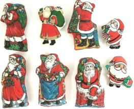 Santa Ornaments Soft Cloth Hand Sewn 4&quot; To 6 1/2&quot; Tall set Of 8 - £8.20 GBP