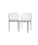 2 Clear Honeycomb Patio Dining Chairs Transparent Clear Ghost (Polycarbo... - $501.55 CAD