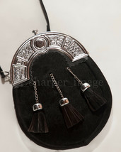 Celtic Sporran, Genuine Cowhide, Embossed Celtic Knots, Tassels, Carry S... - £19.97 GBP