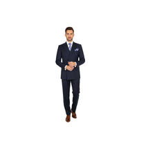 Men Apollo King Double Breasted Suit Classic Peak Lapel Pleated DM22 Navy Blue image 13