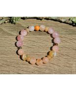  Gemstone Bracelet Size 7 Inch with Rose Quartz and Botswana Agate - $27.12 CAD