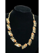 Rare Vintage CORO signed gold tone necklace leaves and faux-pearls 17.5”... - €31,43 EUR