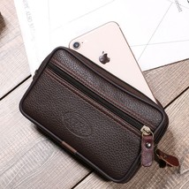  Cow Leather Waist Bag on the Belt Outdoor Small Wallet Wear-resistant Fanny Wai - £47.84 GBP