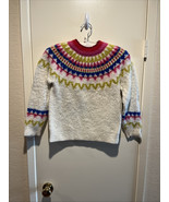 Hanna Andersson Girls Size 8 Fuzzy Fair Isle Sweater Nordic Pullover Mul... - $18.79