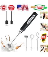 Versatile Rechargeable Electric Drink Mixer - 3 Heads for Coffee, Matcha... - $55.93 CAD