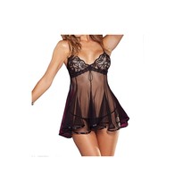 Shirley of Hollywood Women&#39;s Chopper Bar Lace And Net Babydoll, 3232, Black, L - £41.59 GBP