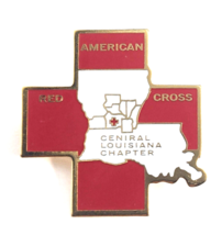 VTG American Red Cross Central Louisiana Chapter White LA Map Enamel Pin Badge - £10.51 GBP