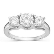 10K White Gold Finish 1.20 Ct Round Cut Three Stone Diamond Engagement Ring - $1,192.56 MXN
