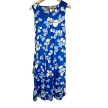 Anne Klein Petite Size PM Blue Floral Print Midi Dress With Robe Belt $139 - £32.93 GBP