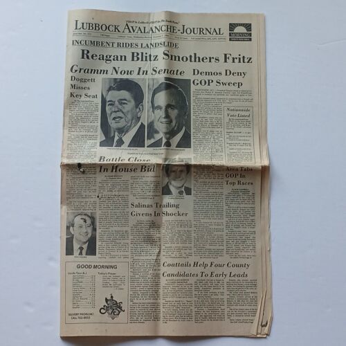 Lubbock Avalanche Journal November 7, 1984 Reagan Blitz Smothers Fritz - $9.49