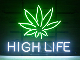 High Life Cannabis Leaf Art Neon Sign 16&quot;x14&quot; - £109.38 GBP