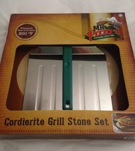 Mr Pizza Cordierite BBQ Grill Stone Set 15&quot; Stone, Peel (Giant Spatula) &amp; Cutter - £38.65 GBP