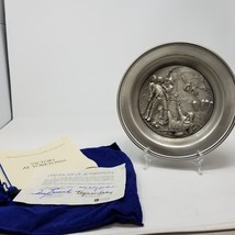 1977 Marcel Jovine Plate 8.5&quot; Victory at Yorktown Bicentennial Pewter - $32.62