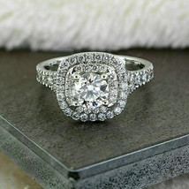 2.50Ct Round Cut VVS1 Diamond Double Halo Engagement Ring 14k White Gold Finish - £77.01 GBP