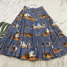 Womens Vintage Cowboy Print Maxi Skirt Size L New Blue Western Cactus Ho... - $32.66