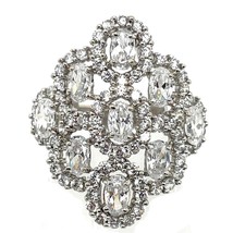 Cubic Zirconia Cocktail Ring REAL Solid 10 K White Gold 6.8 g Size 7 - $704.38 CAD