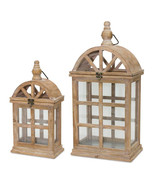 Natural Wooden Lantern with Curved Top (Set of 2) - $3,046.31 MXN