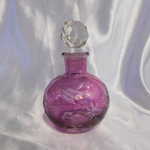 Pink Cut to Clear Glass Bottle with Stopper #21189 - £26.07 GBP