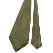 Mens Olive Green Textured Tie Polyester Classic Formal Necktie - $12.59