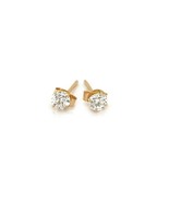 14k Gold Round  .20ct White Topaz Stud Earrings - $95.09 CAD