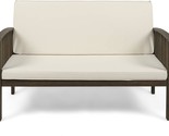 Grace Outdoor Acacia Wood Loveseat, Gray Finish And Cream, From Great Deal - $262.98