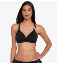 RALPH LAUREN Bikini Swim Top Double Strap Twist Front Black Size 12 $90 ... - $26.99