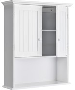 Tangkula Wall Mount Bathroom Cabinet Wooden Medicine Cabinet Storage, White - $90.96