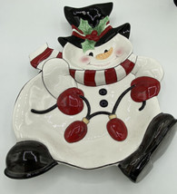 Fitz &amp; Floyd Snowman Frosty Chip &amp; Dip all in one Plate Platter Cheers 12&quot; 2006 - £23.83 GBP
