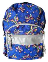 LL Bean Junior Original Book Pack Blue Purple Butterfly Youth Preschool Backpack - £20.22 GBP