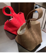 ZARA BNWT 2025. TAUPE GREY LEATHER SUEDE MINI BUCKET BAG. 6541/610/131 - $146.71